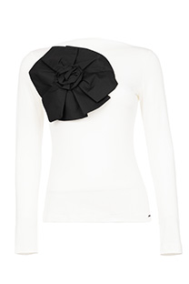 Majica dugih rukava od viskoze i elastina sa cvetnim detaljem Tiffany Production