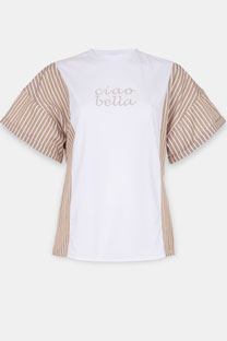 Tiffany Production Majica sa prugama i natpisom “Ciao Bella”