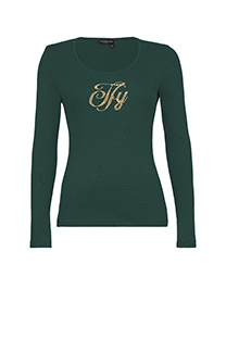 Tiffany Production Bazna ženska majica sa istaknutim cirkonima i dugim rukavima