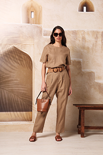 Ženske pantalone dubokog struka sa faltama Tiffany Production