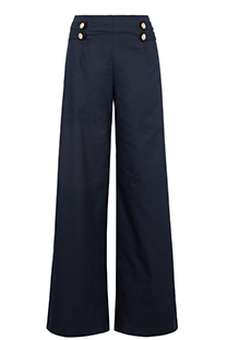Jednobojne pantalone širokih nogavica sa ukrasnim dugmićima Tiffany Production