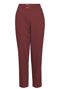 Ženske pantalone jednobojne sa džepovima i ukrasnim pojasom Tiffany Production