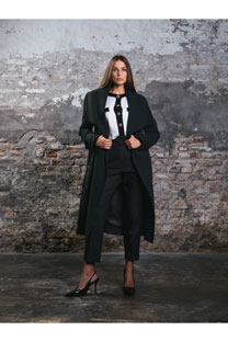 Ženske pantalone jednobojne sa džepovima i ukrasnim pojasom Tiffany Production