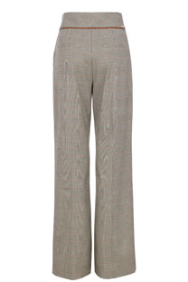 Karirane pantalone sa kontrastnim pojasom Tiffany Production