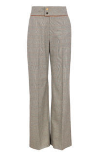 Tiffany Production Karirane pantalone sa kontrastnim pojasom