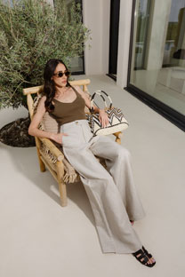 Lanene pantalone širokog kroja Tiffany Production