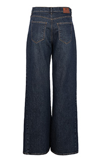 Farmerke širokih nogavica sa kontrastnim umetkom i dubokim strukom Tiffany Production