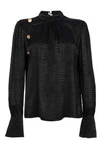 Bluza dugih zvonastih rukava sa visokom kragnom i ukrasnim dugmićima Tiffany Production