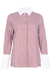 Ženska prugasta košulja dugih rukava sa kontrastnim detaljima Tiffany Production