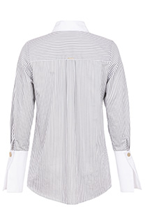 Ženska prugasta košulja dugih rukava sa kontrastnim detaljima Tiffany Production