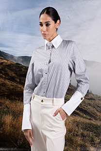 Tiffany Production Ženska prugasta košulja dugih rukava sa kontrastnim detaljima