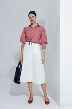 Prugasta košulja sa puf rukavima Tiffany Production