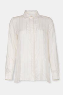 Tiffany Production Bela košulja od viskoze sa zlatnim prugama