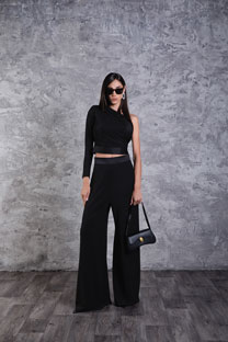 Tiffany Production Top na jedno rame sa satenskim pojasom