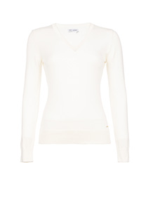 Ženski bazni džemper dugih rukava sa V-izrezom od 100% pamuka Tiffany Production