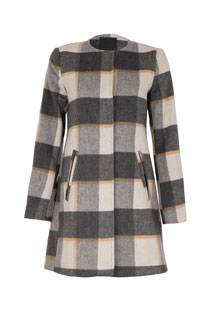 Tiffany Production Karirani ženski kaput sa metalnim dugmićima