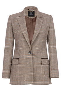 Sako na kopčanje sa dezenom kariranog tvida Tiffany Production