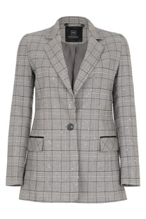 Sako na kopčanje sa dezenom kariranog tvida Tiffany Production