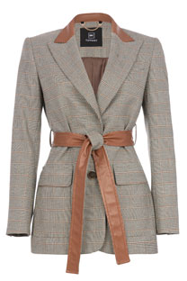 Tiffany Production Karirani sako sa kontrastnim pojasom i kragnom