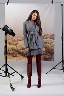 Tiffany Production Ženski karirani sako na vezivanje