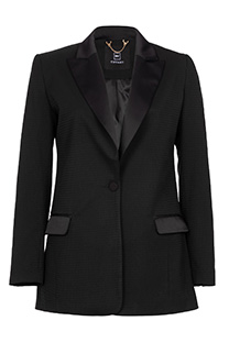 Tiffany Production Ženski sako dugih rukava sa satenskom kragnom u karo dezenu