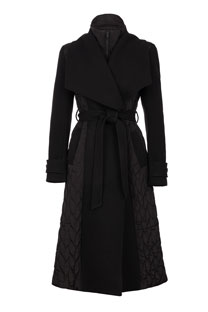 Ženska duga jakna sa pojasom i prošivenim detaljima Tiffany Production