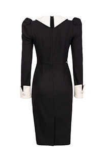 Midi haljina dugih rukava sa kontrastnom kragnom i ukrasnim dugmićima Tiffany Production