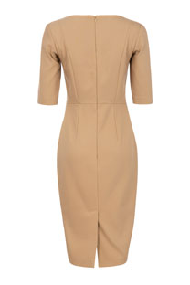 Haljina kratkih rukava sa ukrasnim dugmićima i kockastim izrezom Tiffany Production