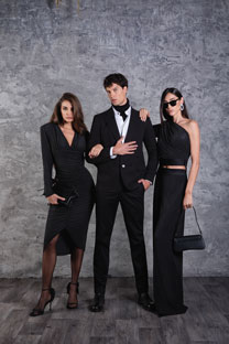 Midi haljina sa diskretnim sjajem i V-izrezom Tiffany Production