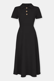 Midi haljina sa kragnom i dugmićima Tiffany Production