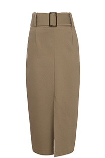 Midi suknja sa kaišem u istoj boji i šlicem Tiffany Production