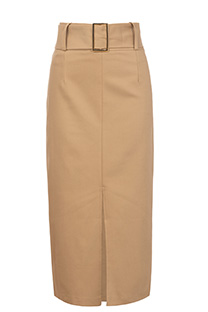 Tiffany Production Midi suknja sa kaišem u istoj boji i šlicem