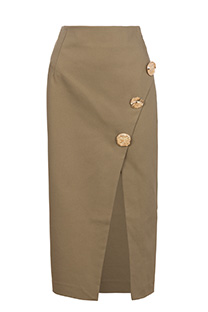 Elegantna midi suknja sa šlicem i ukrasnim dugmićima Tiffany Production