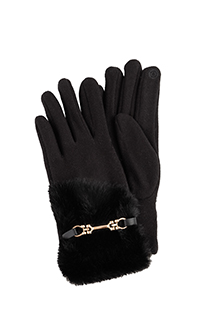 Tiffany Production Ženske zimske rukavice sa ukrasnim krznom i lancem