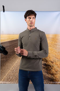 Tiffany Production Muška majica dugih rukava od pamuka sa ruskom kragnom