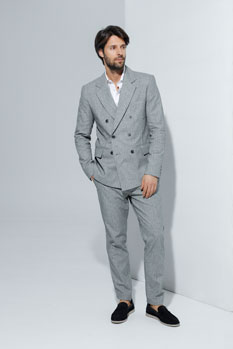 Sako na dvoredno kopčanje sa lanom Tiffany Production