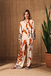 Tiffany Production Kimono bluza dugih rukava sa pojasom komplementarnog dezena