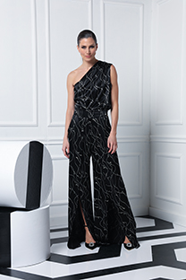 Ženske pantalone širokih nogavica sa preklopom i šlicem u prednjem delu Tiffany Production