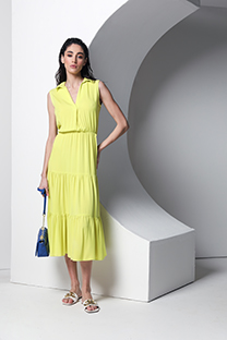 Midi haljina bez rukava i karnerima na donjem rubu Tiffany Production