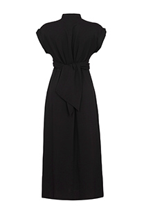 Midi haljina bez rukava sa kragnom i kaišem od iste tkanine na vezivanje Tiffany Production