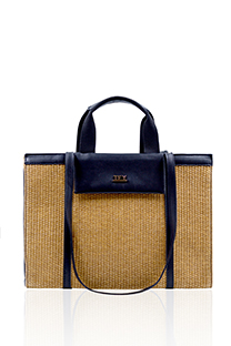 Kontrastna torba zaobljenih ručki i kaišem za nošenje preko tela Tiffany Production