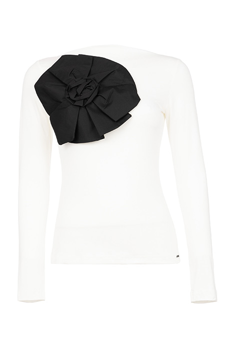 Majica dugih rukava od viskoze i elastina sa cvetnim detaljem Tiffany Production