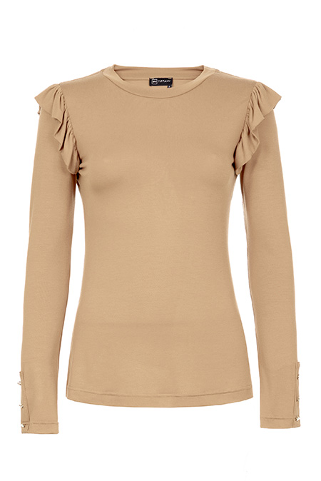 Majica dugih rukava sa okruglim izrezom i karnerima na rukavima Tiffany Production