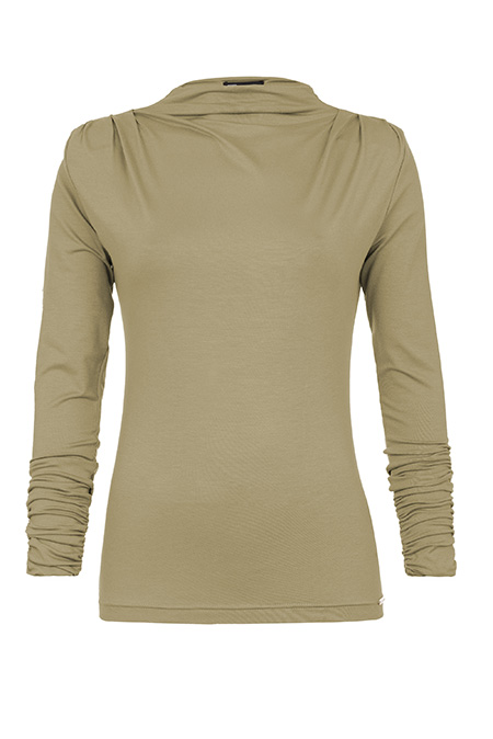 Ženska majica dugih rukava sa nabranim detaljima i visokom kragnom Tiffany Production