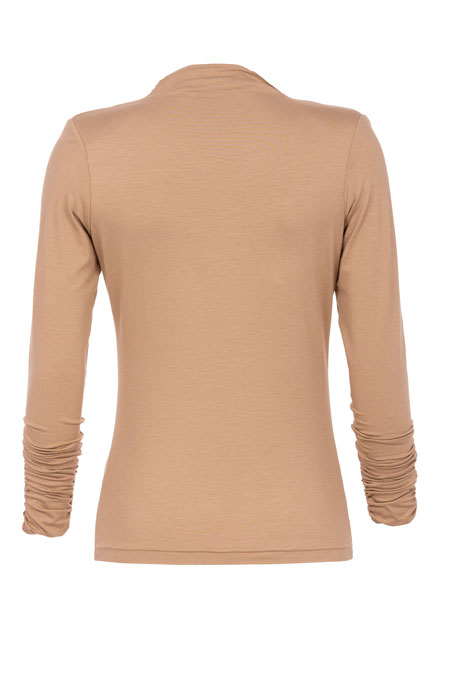 Ženska majica dugih rukava sa nabranim detaljima i visokom kragnom Tiffany Production