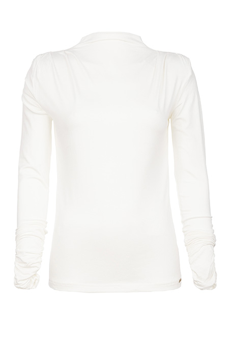 Ženska majica dugih rukava sa nabranim detaljima i visokom kragnom Tiffany Production