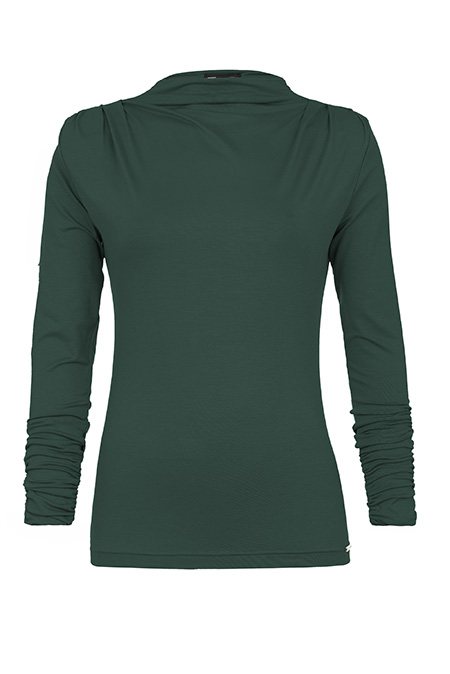 Ženska majica dugih rukava sa nabranim detaljima i visokom kragnom Tiffany Production