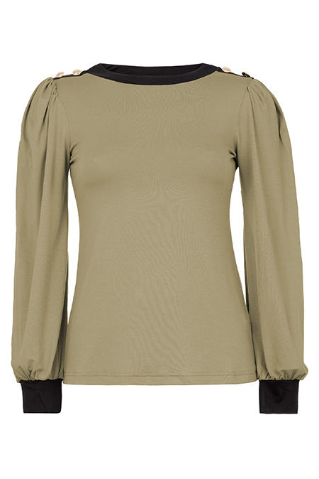 Ženska majica dugih rukava sa okruglim izrezom i kontrastnim rubom Tiffany Production