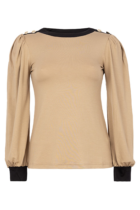 Ženska majica dugih rukava sa okruglim izrezom i kontrastnim rubom Tiffany Production