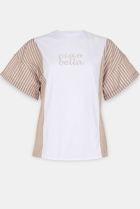 Tiffany Production Majica sa prugama i natpisom “Ciao Bella”